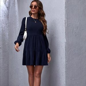 NWOT Ribbed Tiered Ruffled Mini Sweater Dress